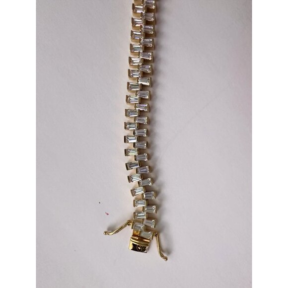 10.00 Carat Lab Created White Topaz Baguette Bracelet in Sterling 14kt Goldplate - Picture 4 of 11